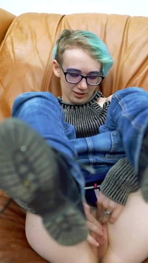 Skinny Blue Haired Raven Finger Fucks Her Pussy And Enjoys Sucking A Cock! | Clip 1