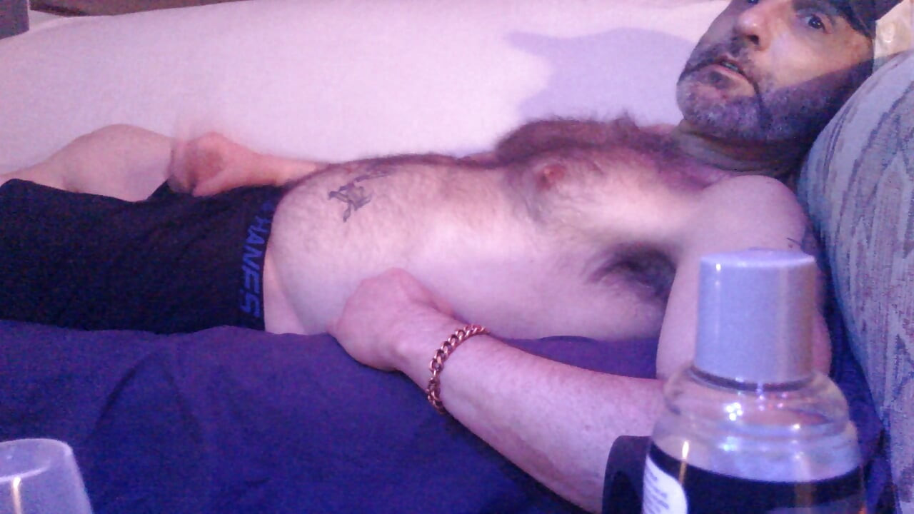 Mature Hairy Italian Man ejaculates sperm on the couch