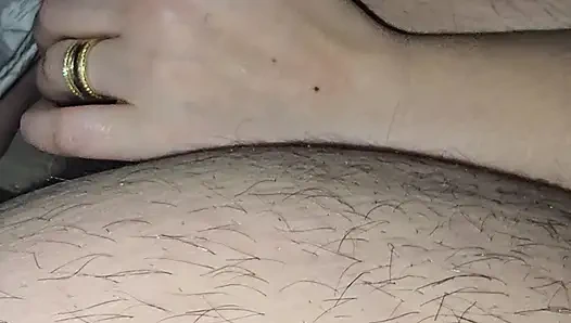 Sexy and hot step mom gives step son a perfect handjob after honeymoon