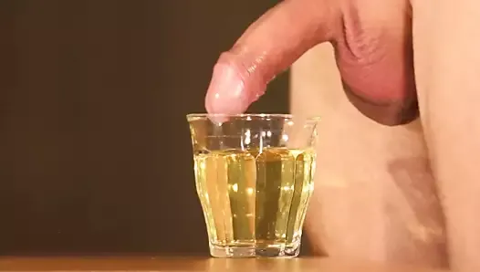 drinking a glass of piss