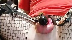 Caged Sissy Slut Rides BBC Dildo Sex Toy