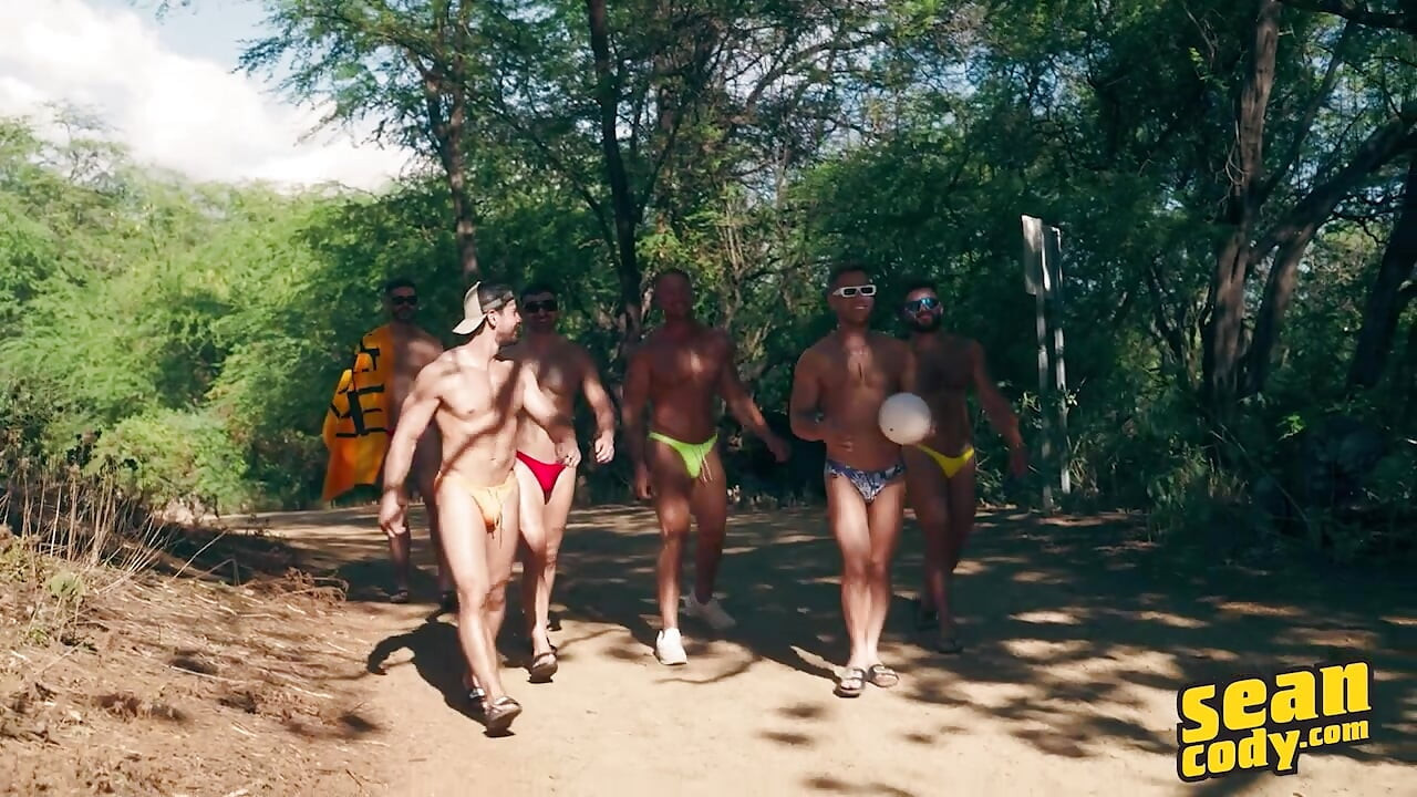 SEAN CODY - Sun-Kissed Hunks Go From Beach To Bed For A Wild Orgy Ending With Multiple Loads On The Cum Dump’s Asshole