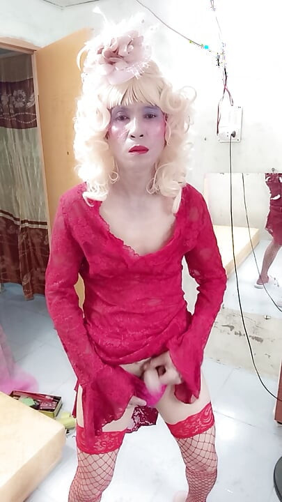 Oanh Le transgender wearing a selfie cock terrier dress