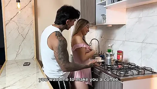 My stepsister didn't expect to be fucked in the kitchen