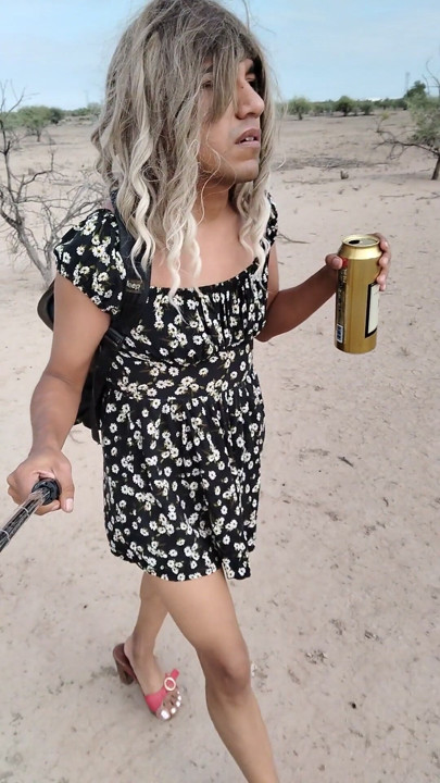 Layboy Femboy in Mini Dress and Heels Walking in Very Hot Public | Clip 1