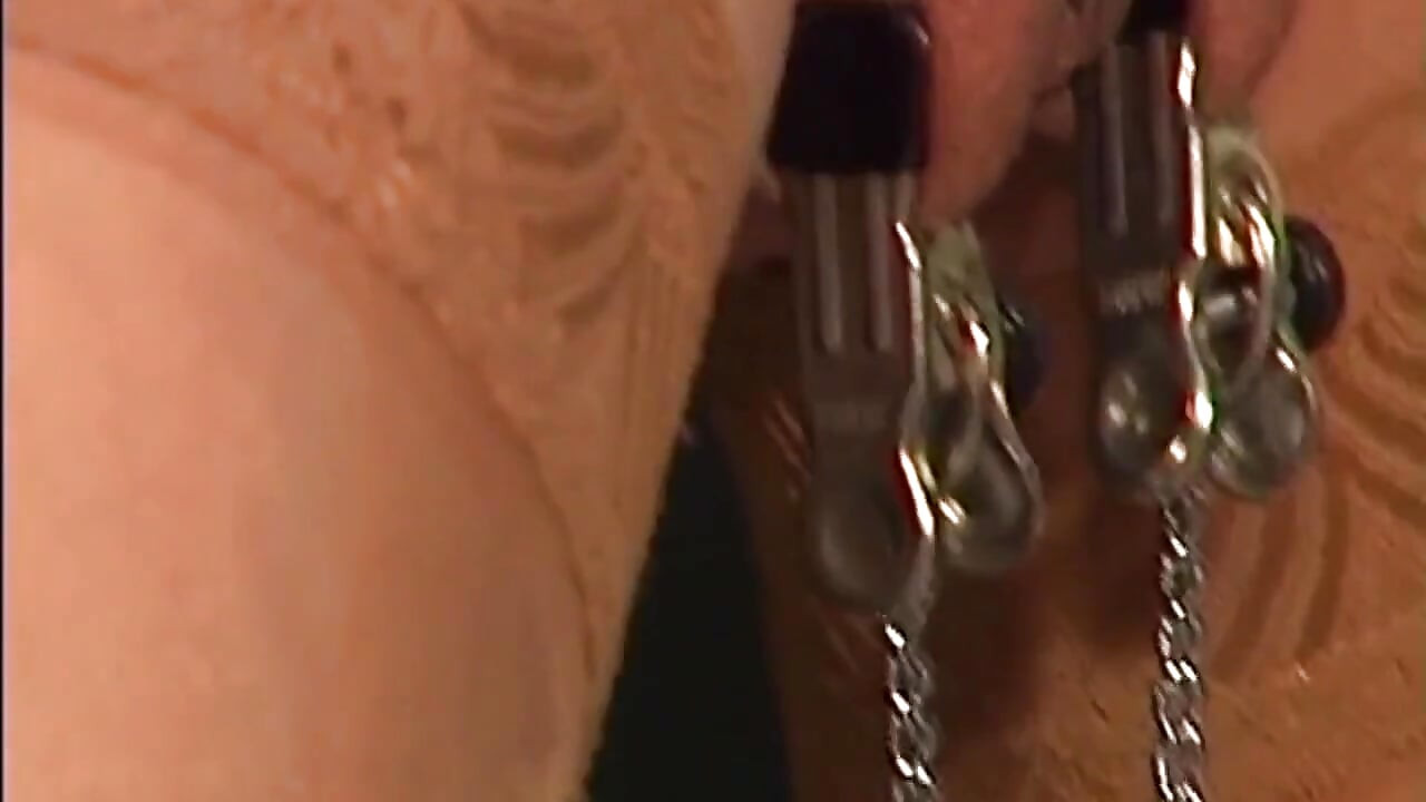 Mature Brunette MILF Bound with Weighted Nipple Clamps