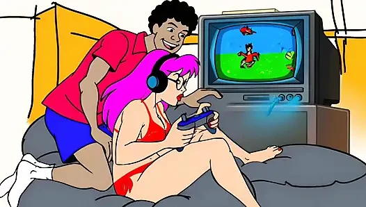 Üvey annem retro oyunları seviyor, hentai, ai çizgi film