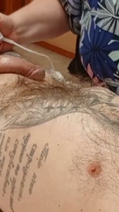 massages dick and buttocks then masturbates cock until ejaculation | Clip 1
