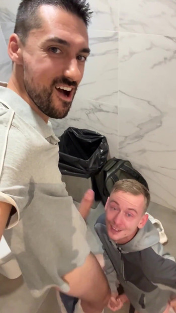 Unforgettable moment from "sexy papi having sex in a public bathroom with a twink with big cock"