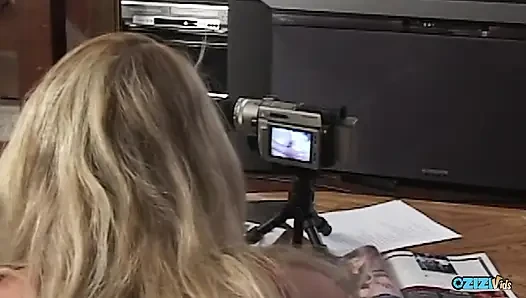 The Blonde Is Surrounded by Four Men and Their Group Sex Orgy Thoughts