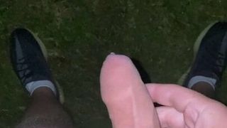 Cute gay 20y old boy tries to piss with stiff dick and cums