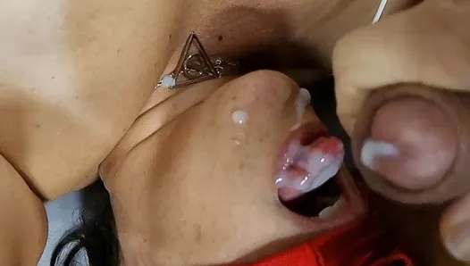 Massive Cumshot in My Wifes Mouth