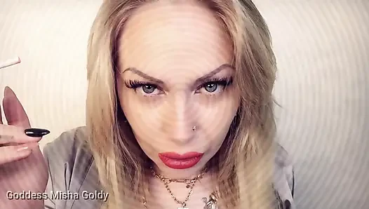 Mesmerizing ASMR encouragement to stroke and smoke with orgasm denial!