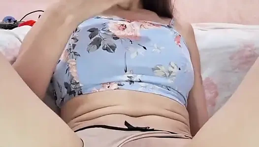 Hot Brunette Babe Squirts While Fucking Her Perfect Little Pussy in a Fingering