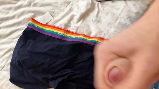 Quick wank and cumming onto boxers