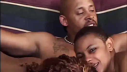 Sexy black girls threesome big black cock sucking ass fucking pussy fingering