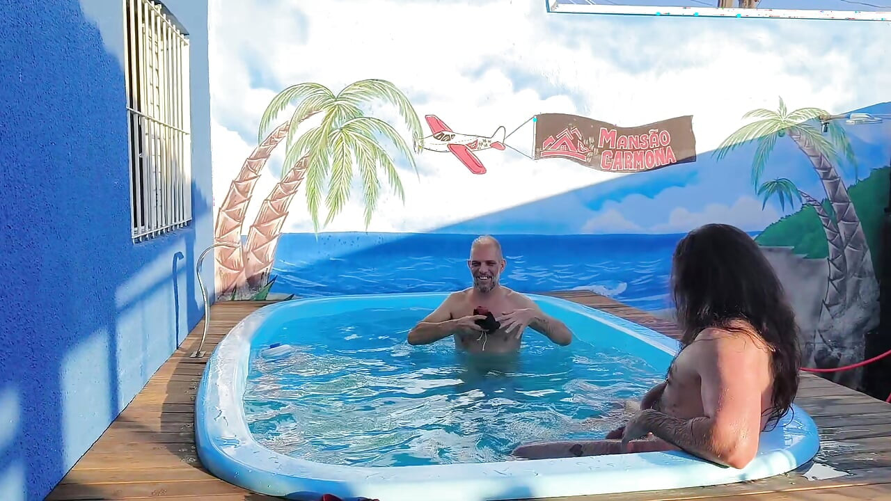 I caught it in the act myFather making out with his friend in the pool