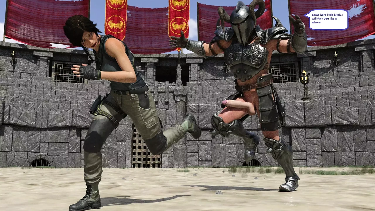Lara Croft in naughty arena