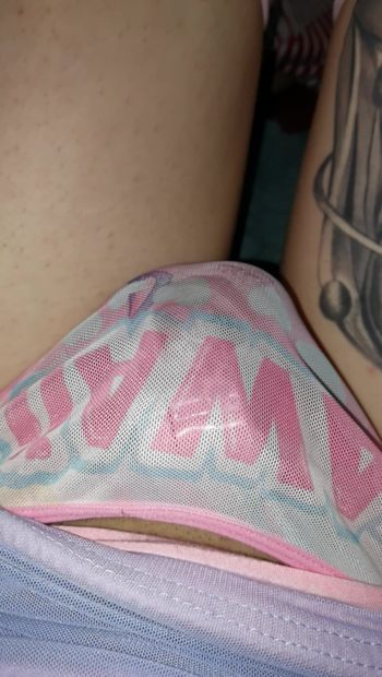 Tiny dick in chastity and soaking wet panties