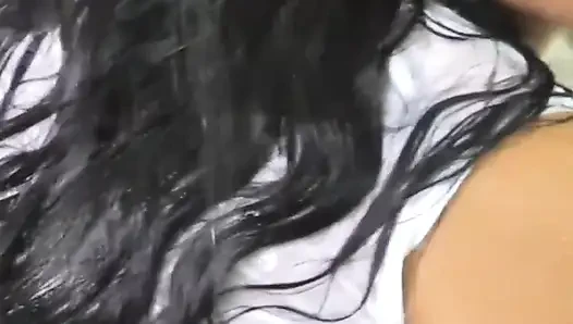 Baştan çıkarıcı esmer yoğun seansta büyük zenci yutuyor