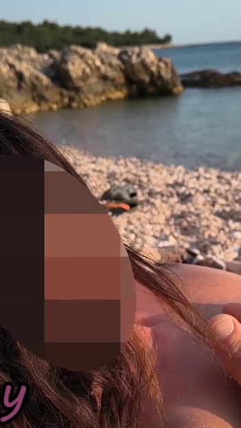 Powerful moment from "Pussy Flash! Nude Teacher and her Student: Lets Him Touch Her Tits on a Public Beach! - MissCreamy"