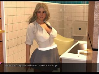 Lubieżna blondynka ssie kutasa w łazience