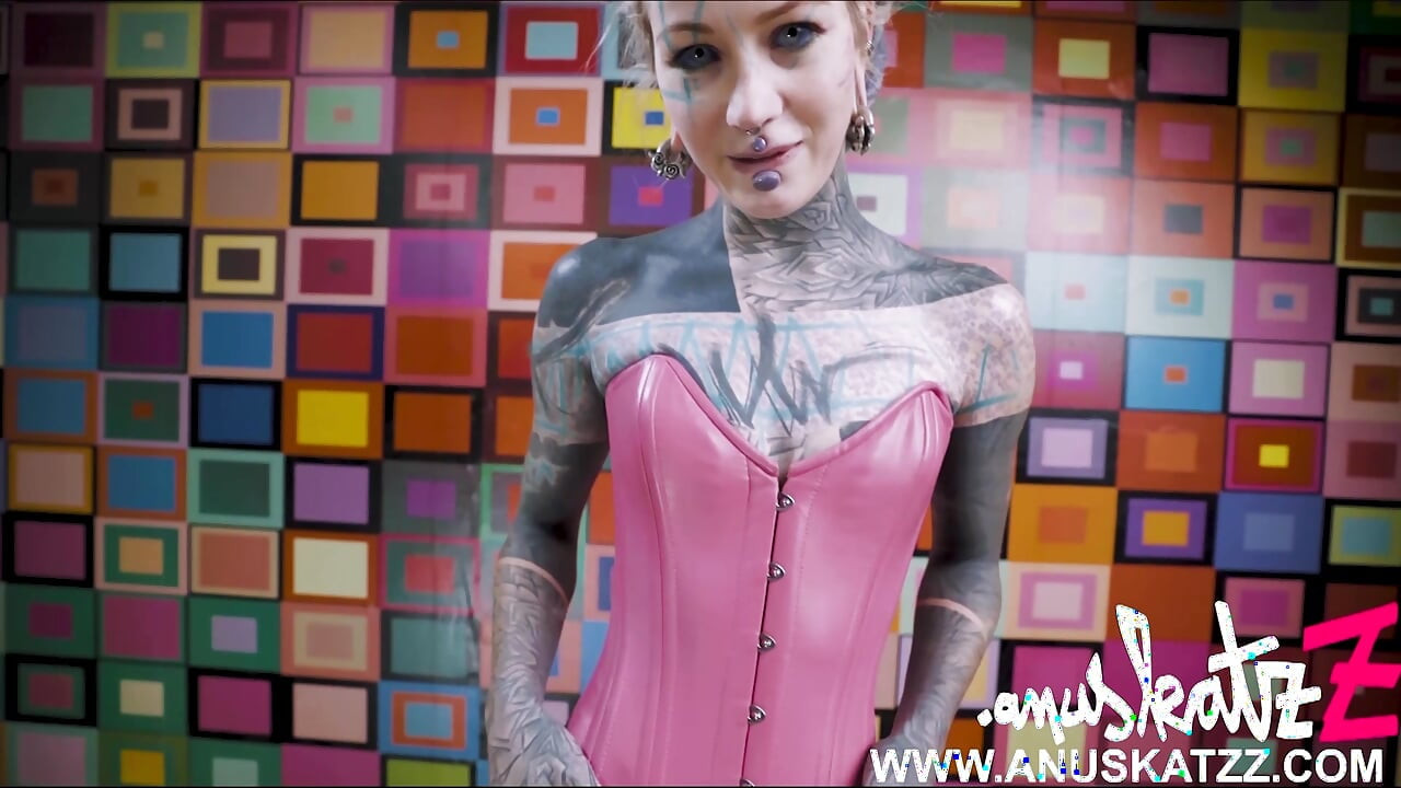Intense Solo Anal Play in Pink Lace Corset with Steel Toy