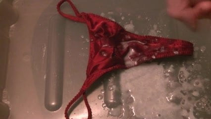 Huge Messy Load on Red Thong