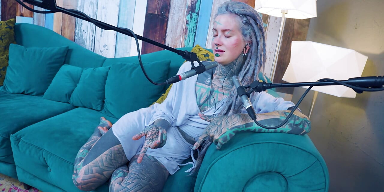 I talk about Z - zeal - ASMR podcast SFW talking goth skinny girl dreadlocks tattoo model inked girl