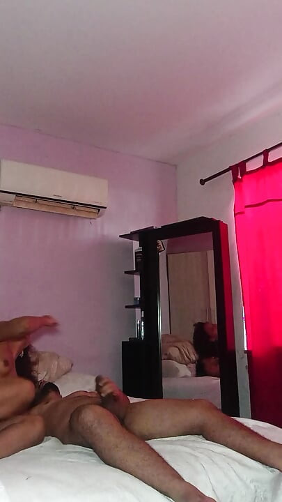 I suck my sister's boyfriend's cock while he's lying down