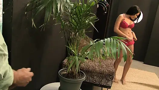 Dark haired babe gets her young pussy fucked