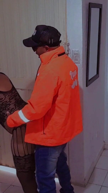 Epic moment from "Sex with unknown delivery man, I receive him in lingerie, I give blowjob, I suck his dick and he lets me"