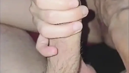 Milking the pre cum out of his hard cock