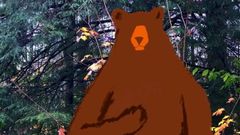 Một con gấu khỏa thân trong rừng. hành động trực tiếp và phim hoạt hình.