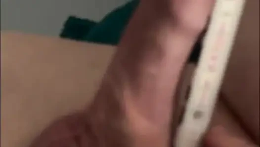 I play with my little dick and squirt into a condom
