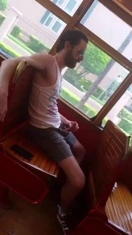 Hot White Exhibitionist Jerk Off In A Car 4 -Tourist Shuttle