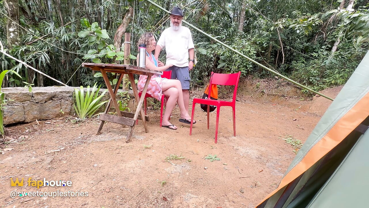 Naughty Woman Gives a Blowjob and Rides a Stranger at the Campsite.