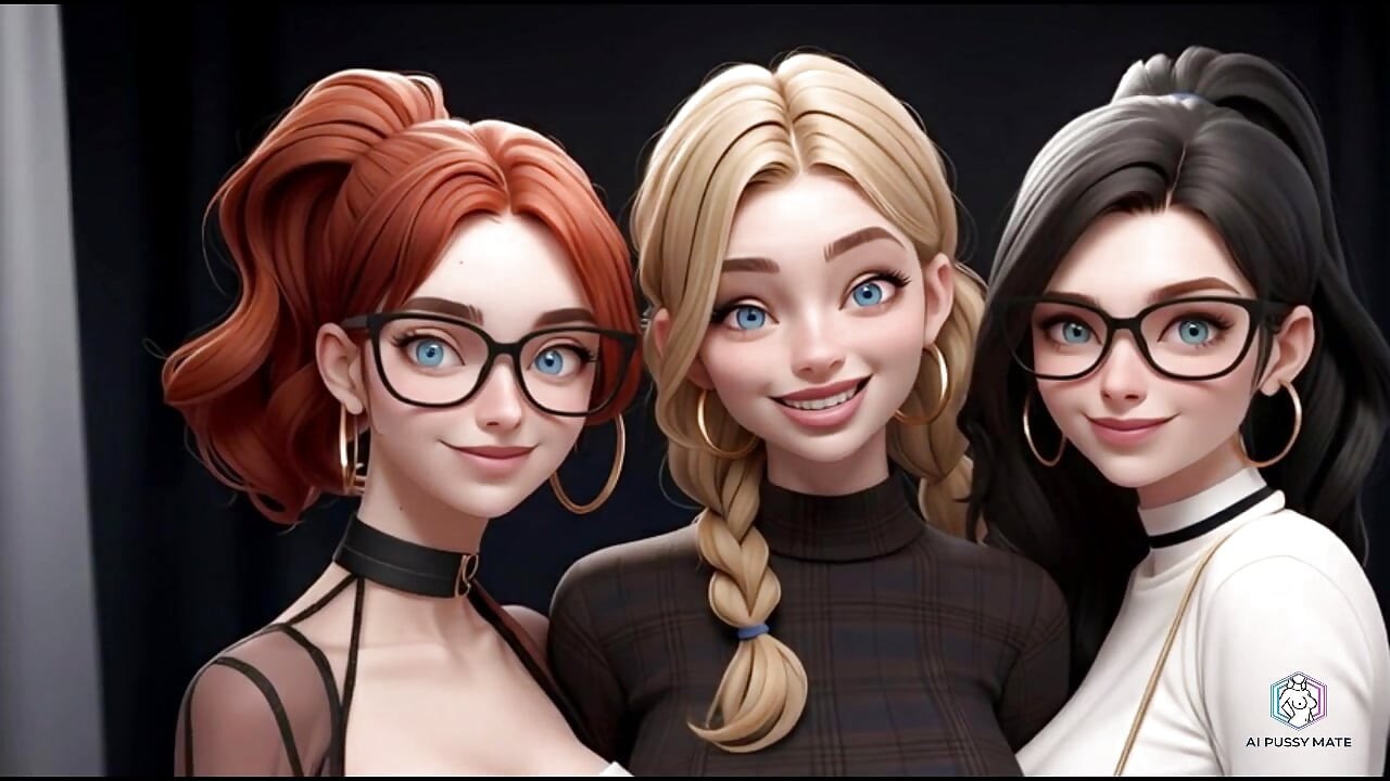 Three hot students are relaxing in an adult way (AI generated)
