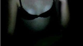 Shy girl flashing ass and tits on webcam