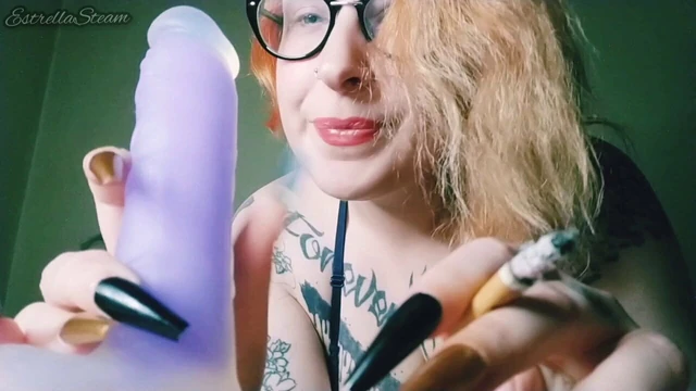 Playing with my dildo and a cigarette