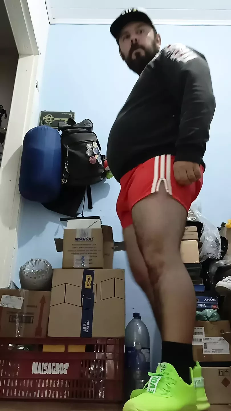 Loving myself in red Adidas shorts