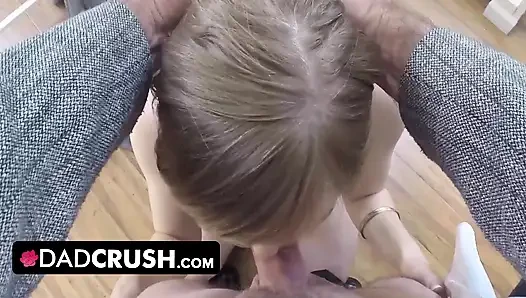 DadCrush - Horny Babe Strips Naked And Gets Her Hairy Pussy Plowed Hard By Big Throbbing Cock