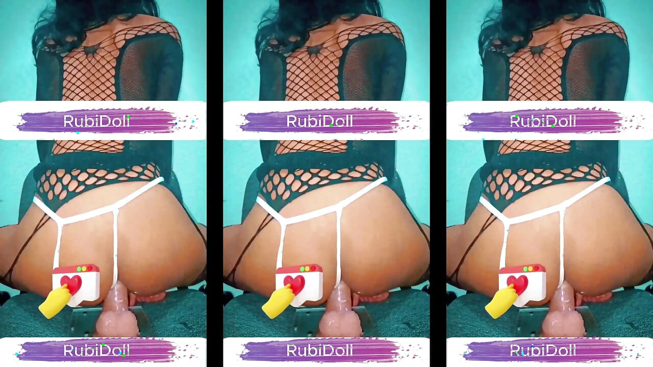 Rubidoll penetrates her small pussy with a BBC dildo