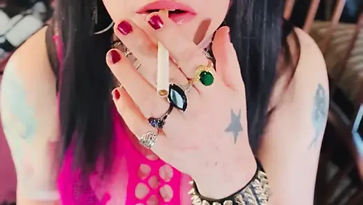 This British Tart Tina Snua Loves Lighting Up My Cigarette With Matches - Smoking Smoker OME OMI Drifting Snap Inhales Coughs