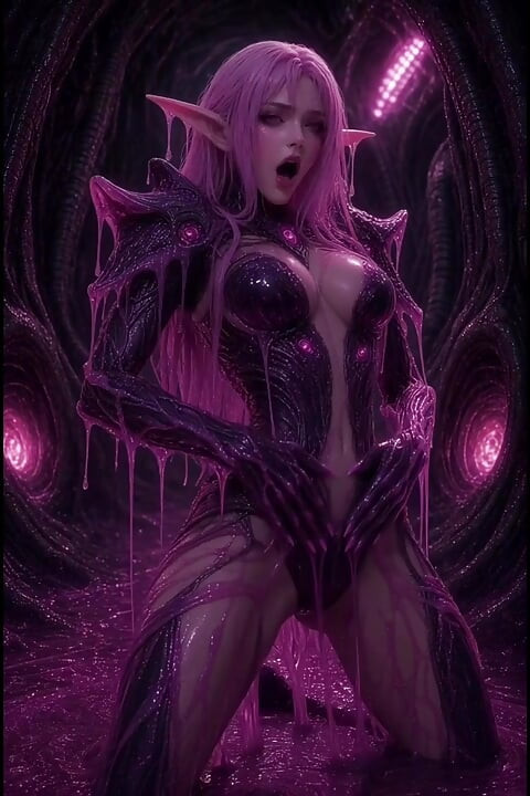 Różowe anime 3d slime elf w zbroi