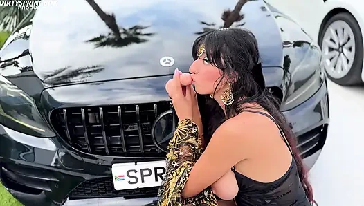Muslim Bad Girl Fucks Herself on Top of a Car