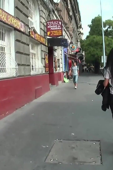 Old & Young - Busty Brunette Gets Fucked by Two Guys in Public, Watch Her Moan!