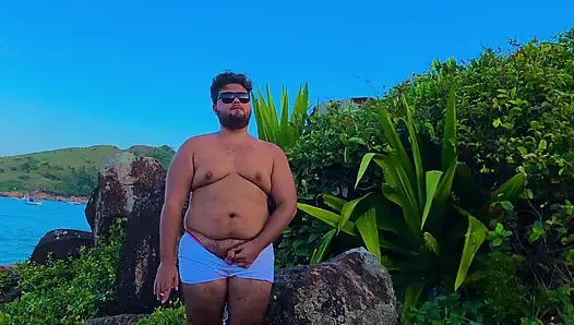 Chubby Gay Sucking or Stranger on the Beach