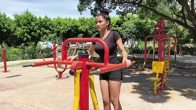 While I'm exercising, that guy watches me, I hinted at him so he could fuck my big ass and milk my tits.
