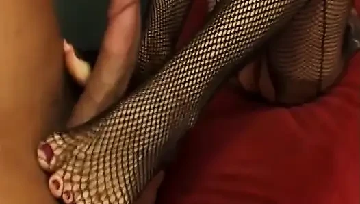 Blonde MILF in Fishnets Gets Pussy Eaten and Fucked Hard